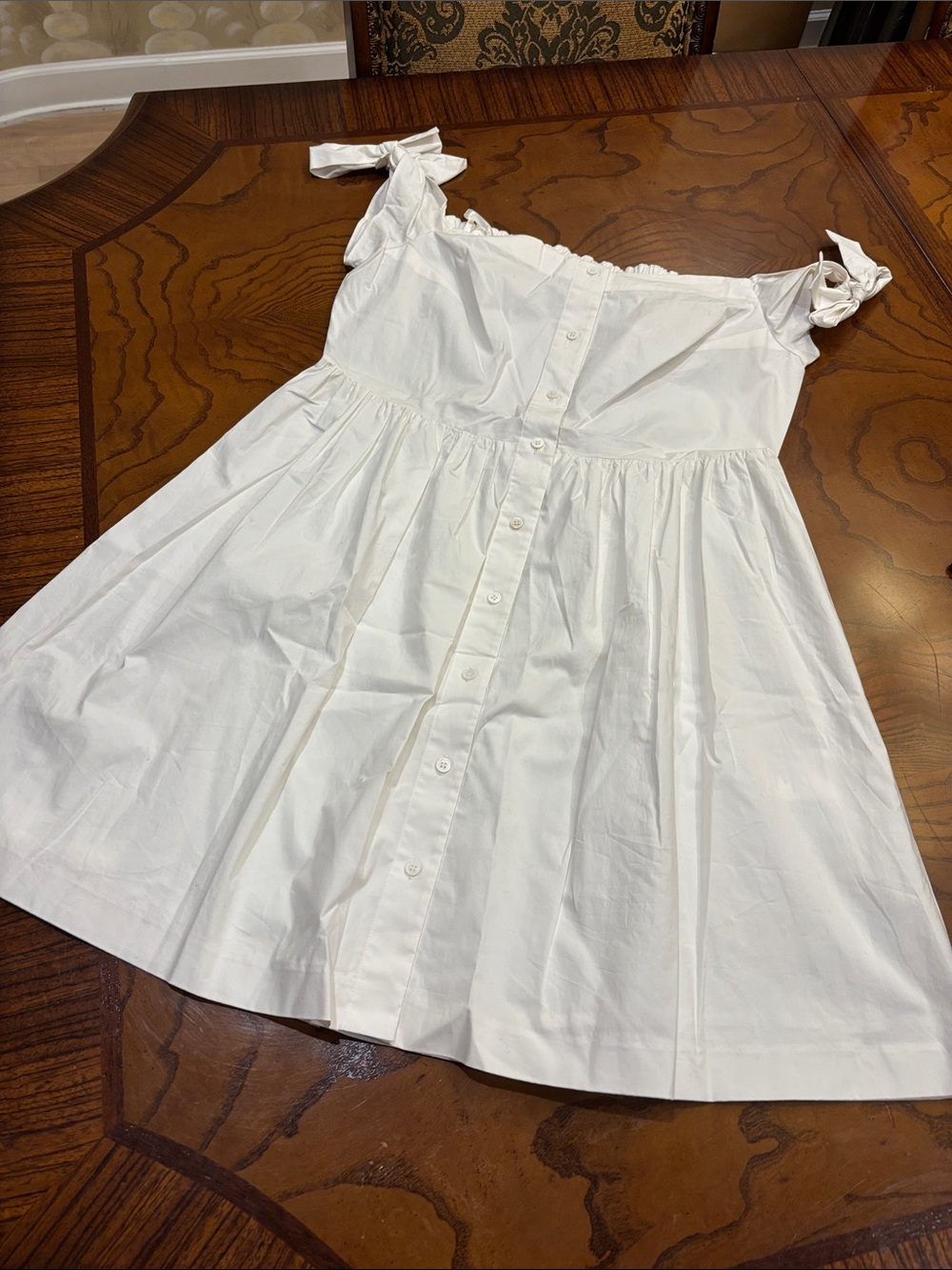 Club Monaco White Button-Front Tie-Shoulder Mini Sundress Size 10 - Picture 3 of 6